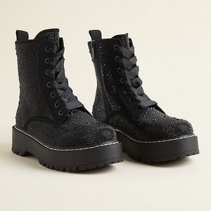 Betsey Johnson Rhinestone Combat Boot